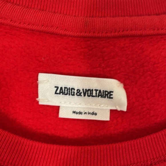 Zadig & Voltaire Red Silver Foil Skull Sweatshirt Size L NWOT - Picture 6 of 9